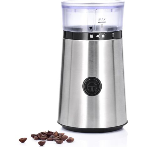 Elegante elektrische Kaffee- und Gewürzmühle, Stahl, Silber, Bosse Duka (1/5)