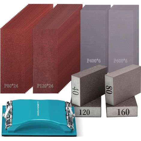 Papier Abrasif 65 Pièces, Grains 80/120/400/600, Kit de Ponçage (1/5)