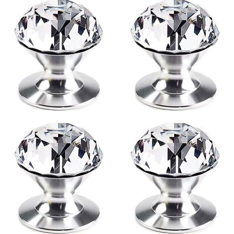 [NEVER USED] 4 Pieces Furniture Knobs Self-Adhesive Crystal Knobs Clear Handle for Cabinet Drawer Knobs (1/4)