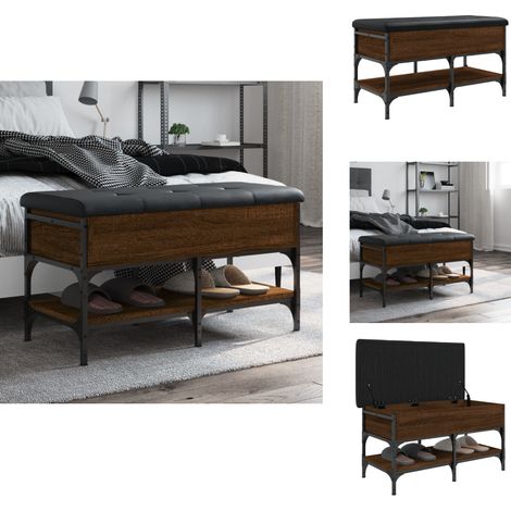 Banc à chaussures chêne marron 82x42x45 cm bois d'ingénierie - Banc Chaussure - Banc Entrée - Rangement Chaussures - Meuble Hall - Banc Coffre (1/5)