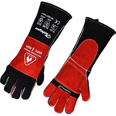 932°f / 500°c, gants de soudage forgés en cuir, coutures Kevlar, gants de travail résistant à la chaleur et au feu pour le soudage, cheminée, four, Grill, barbecue, 16in / 40cm (1/5)
