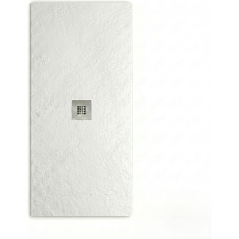 Mineralguss-Duschwanne extra flach WATERLOO Schieferoptik WEISS 120x190cm