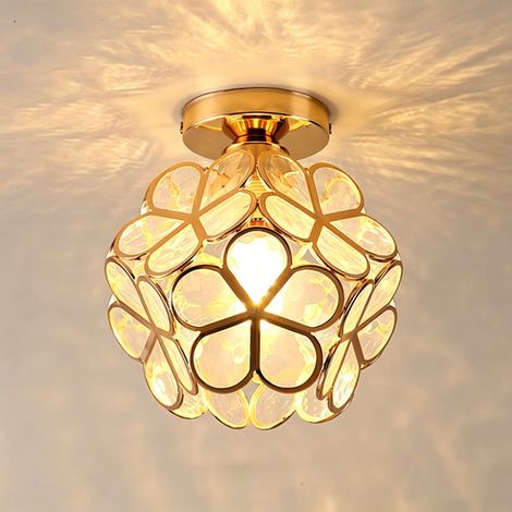 NORCKS Plafonnier En Verre, Style Moderne, Abat-Jour À Motifs Floraux Colorés, Diamètre 20 cm, Ampoule E27, Or (1/5)