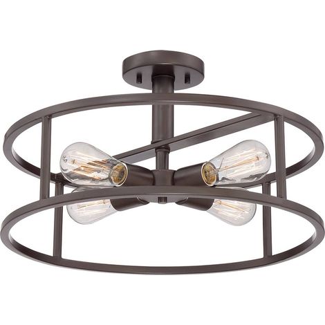 Elstead New Harbor - Plafoniera semi-filo a 4 luci bronzo occidentale, attacco E27 (1/5)