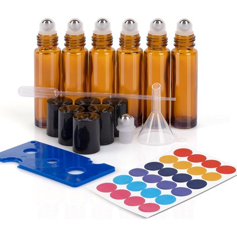 Rollon Flaschen 10ml 6er Glas AntiUV Ätherische Öle Braun 10ml X 6 (1/5)