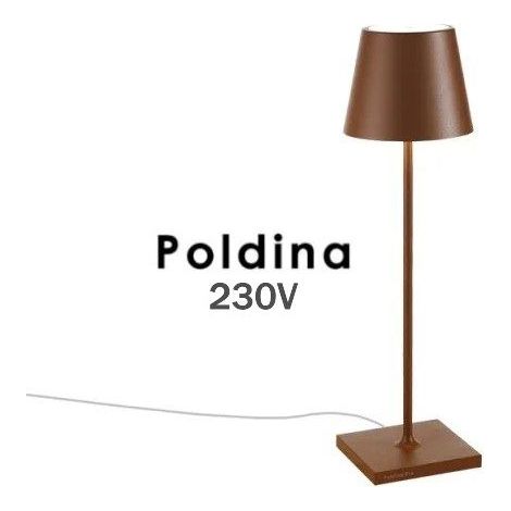 Lampada da Tavolo Poldina Corten 230V con spina LED Dimmerabile 11x38 cm - Design Moderno in Alluminio (1/2)