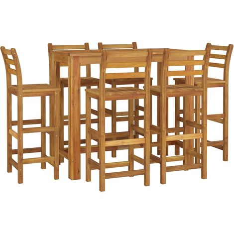 Ensemble de bar de jardin 7 pcs bois d'acacia solide vidaXL