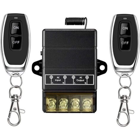 Commutateur de relais sans fil, commutateur RF sans fil de relais de 328 pieds 220V/230V/240V/40A pour appareils ménagers, pompes, plafonniers et équipements (commutateur à distance noir)