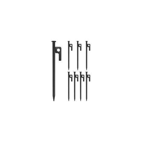 Set di 8 picchetti per tenda, picchetti da campeggio, lunghi 20 cm, per terreni rocciosi, spiaggia, prato, neri