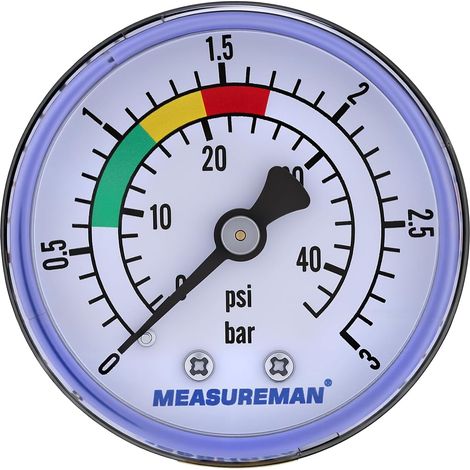 Manomètre Filtre Piscine 0-3 Bar 2" 1/4" BSP ABS Étanche Suivez l’encrassement du filtre à sable de piscine en un clin d’œil et évitez les dommages liés à la surpression hydraulique. (1/5)
