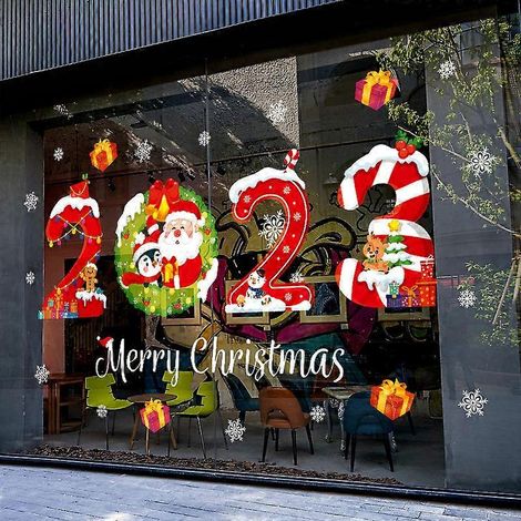 Autocollants de Noël pour fenêtres, Père Noël, gnome, décorations de Noël pour fenêtres, stickers de Noël pour fenêtres, 17 x 23 pouces (1/5)