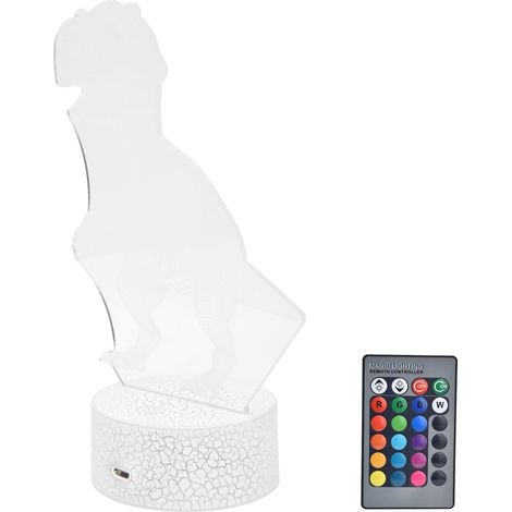 Dinosaurier-Lampe, 16 Farben, 4 Modi, RGB-Farben, dimmbar, Fernbedienung, Nachtlicht, Geschenk für Kinder und Jungen (1/5)