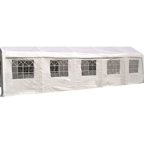 Seitenplane für Partyzelt, Länge 10 Meter, PVC weiß mit Fenstern (1/3)