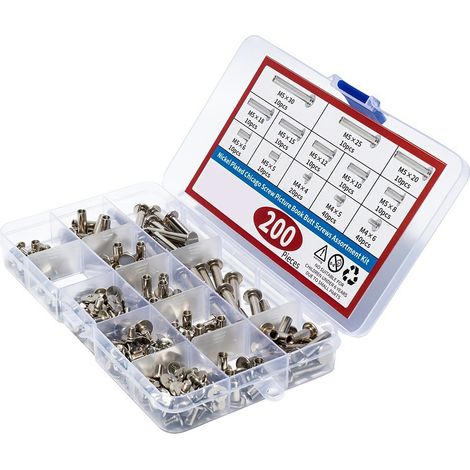 Coffret de 200 rivets pour reliure cuir (paires mâles et femelles) — Tête plate ronde, tailles M4 et M5 (1/4)
