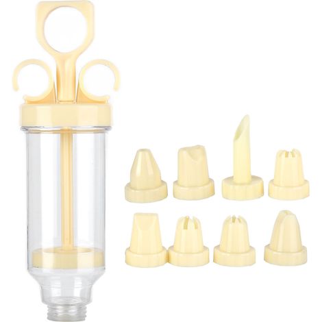 lyrlody Keksspritzpistolen-Set, 8-teiliges Tortendekorations-Tüllen-Set, langlebiger und robuster ergonomischer Griff für die Tortendekoration (【34380】 gelbe Spritzpistole).