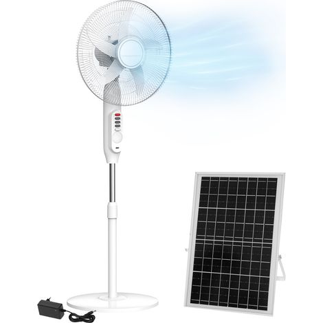 DCG VE2210S Ventilatore a Piantana 40 cm 3 Velocita' Pannello Solare 9 W Porta USB