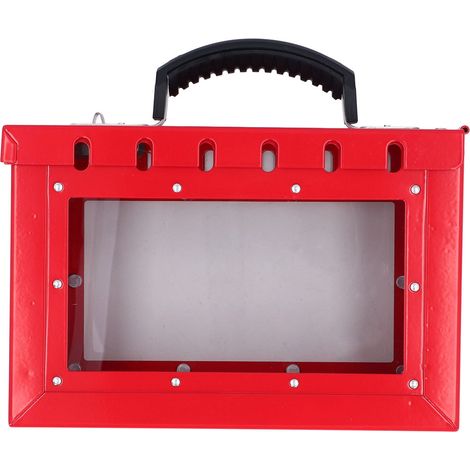 Boîte de cadenassage collective transparente Acier 12 cadenas Poignée ergonomique Gestion visuelle clé Lockout Tagout industriel (1/5)