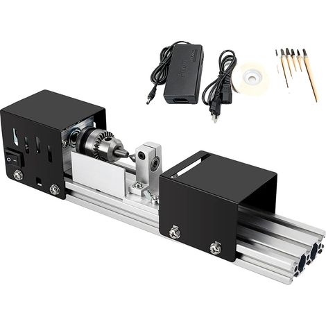 Tour à bois mini, puissance 100W, 7 vitesses réglables, 4000 7000 r/min (1/2)