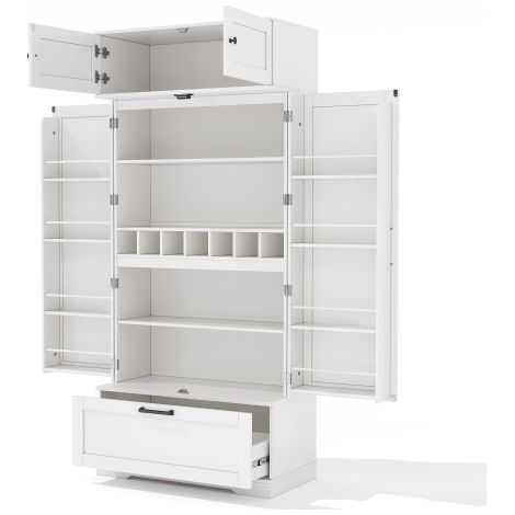 Armoire cuisine 80×40×180cm, tiroirs, étagères, casier bouteilles (1/5)
