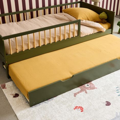 sweeek - Tiroir lit enfant bois de pin naturel vert 190 x 94 x 20.3 cm - Roya (1/5)