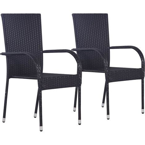 Maison Exclusive - 3-tlg. Garten-Essgruppe Poly Rattan Schwarz (1/5)