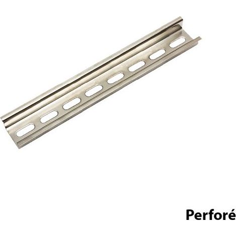 IMO – Rail DIN 35x7.5mm pour coffret électrique – Acier galvanisé – Version perforée ou pleine – Support pour disjoncteurs et contacteurs