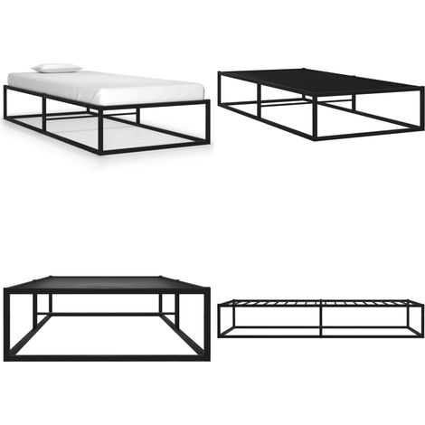 Bettgestell Schwarz Metall 90x200 cm - Metallbettfassungen - Schwarzes Bettgestell - Doppelbett Gestell - Boxspringrahmen - Lattenrost Inklusive - Home & Living