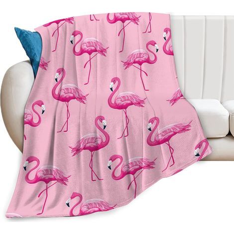 Couverture polaire rose tendre à motif flamant rose, 127 cm x 102 cm, en flanelle douce et moelleuse, un cadeau parfait pour les femmes, les filles et les enfants – idéal à associer à une décoration s (1/5)
