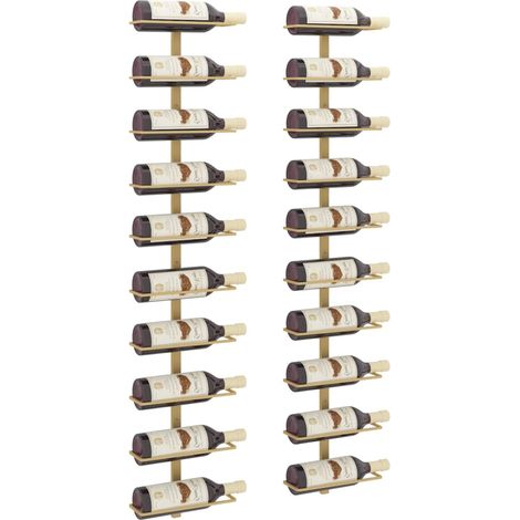 Casier à vin mural pour 10 bouteilles 2 pcs Doré Métal (1/5)