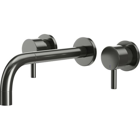 Colore Round Gunmetal Grey Wall Mounted 3 Tap Hole Basin Mixer Tap (1/5)