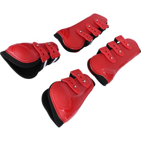 1 paire de guêtres de cheval en PU, protection anti-obstacles, guêtres épaisses avec doublure douce, rouge XL (1/5)