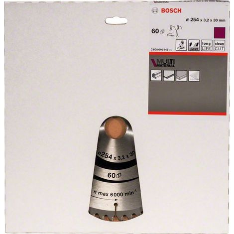 Bosch – Lame de scie circulaire 254 mm – 60 dents – Pour bois dur et teck – Coupe nette sans éclat (1/3)