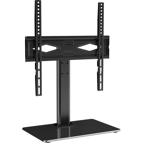 Support TV Mural Universel pour TV 32-55 pouces, Pied de Sol Réglable en Hauteur avec Base en Verre Trempé, pour Chambre et Salon (1/5)