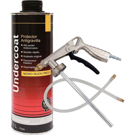 Kit de bote antigravilla 1 litro color negro + pistola antigravilla neumatica
