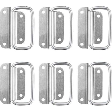 6 Pcs Poignées Pliantes en Acier Inoxydable, XU, 8 cm×6,3 cm, Utilisé pour Toutes Sortes de Poignées de Boîte, Poignées de Boîte à outils, Poignées de Porte et Poignées de Tiroir, Argent - KZQ (1/4)