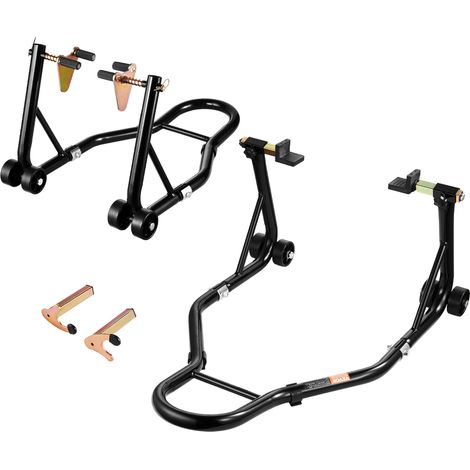 VEVOR Bequille Roue Avant et Arriere, Leve Moto Charge 499 kg, avec Fourche Avant Double, Fourche Arriere U+L, Bras Oscillant, Compatible avec la Plupart des Motos Yamaha, Honda, Kawasaki, Suzuki