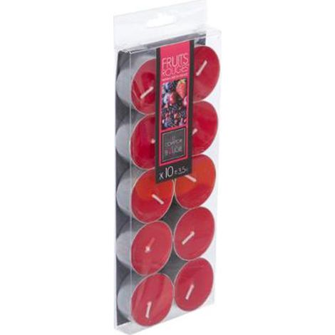 Lot de 10 Bougies Chauffe-Plat Parfumées 3,7cm Fruits Rouges (1/2)