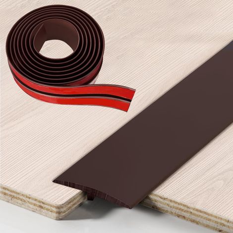 Profilé de transition 5 cm × 300 cm - Profilé de transition en T autocollant - En PVC - Pour sols raccordés, parquets, stratifiés (marron) (1/5)
