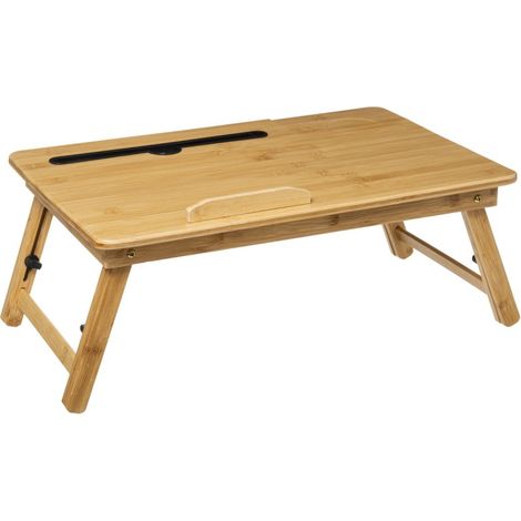 Plateau repas rectangle en bambou coloris naturel avec pieds en métal noir. -PEGANE-