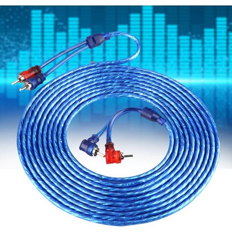 Câble Audio RCA 5m Auto Bleu Transparent Interconnexion Souple Haute Flexibilité (1/5)