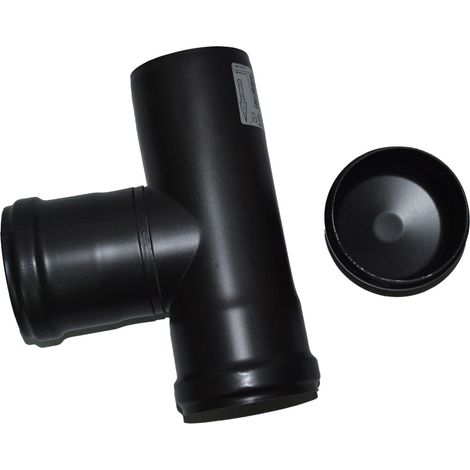 Raccordo in acciaio per stufe  pellet nero t 90° diametro 80 sp 1.20mm (1/3)