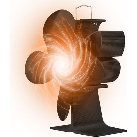 Ventilateur de poêle à 4 pales alimenté par la chaleur avec poignée de transport et protection contre la surchauffe Papillon portable non électrique respectueux de l'environnement pour cheminée à bois (1/5)