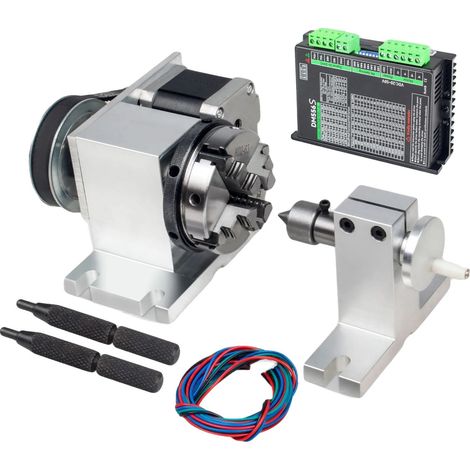Herramienta rotativa CNC de 4 ejes, alta precisión, sujeción versátil, 4 mordazas K12-65 mm y controlador. (1/2)