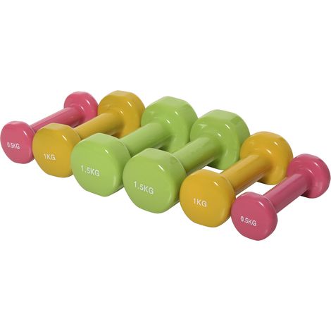 Jeu de 6 haltères hexagonaux néoprène 1,5 kg, 1 kg, 0,5 kg avec maletín 43x18x7,5 cm (1/5)
