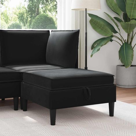 vidaXL Taburete de Sofá con Almacenamiento Negro Terciopelo (1/5)
