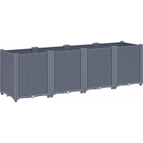 Vassoio per fioriera aiuola rialzata piante fiori terrazza giardino 160 x 40 x 53 cm PP grigio 020037463