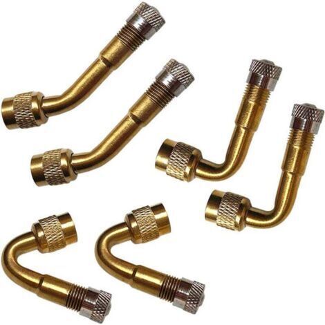 6 Pièces Prolongateur de Valve Pneu avec Adaptateur Raccord - Extension à 45°, 90°, 135° - Embout de Gonflage Coudé pour Voiture, Camion, Moto, Vélo, Scooter - (1/4)