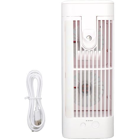 Ventilateur de climatiseur portable, refroidisseur par évaporation personnel USB avec veilleuse à 3 vitesses, réservoir d'eau de 120 ml, batterie de 3600 mAh pour la maison. (1/5)