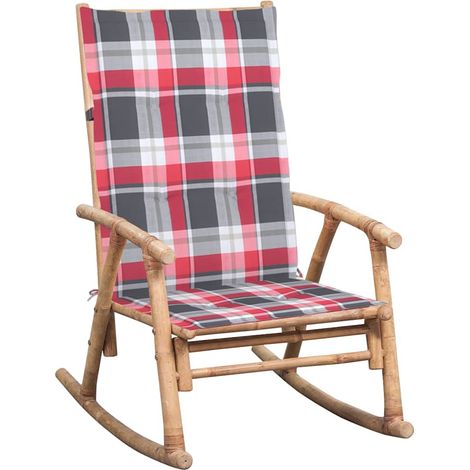 vidaXL Silla mecedora con cojín bambú (1/5)