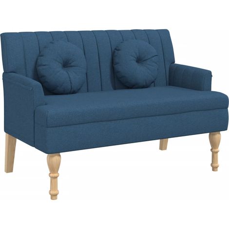 Panca con cuscini schienale e braccioli 113 x 64,5 x 75,5 cm in tessuto blu DEC024628
